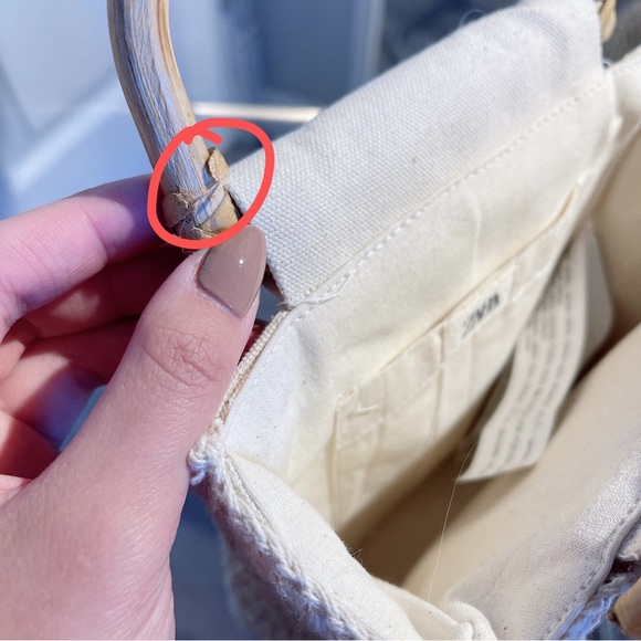 UNUSED❤️🔥 Zara Women Cotton Crochet Basket Purse Square Fring Summer Bag - Picture 10 of 10